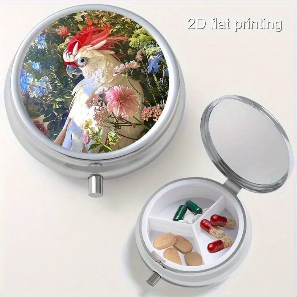 SALE -  1PC.  Floral Parrot Medicine Organizer